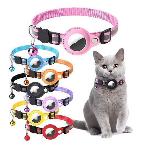 OEM Custom Cat Collar Nylon Reflective Adjustable GPS Heavy Duty Training Tracker Dog Cat GPS Tracking Cat Collar for airtag